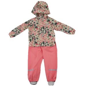 Helly Hansen Kids Bergen 2.0 Pu Rainset Rain Coat & Bib Size 92/2 (2yrs) Floral